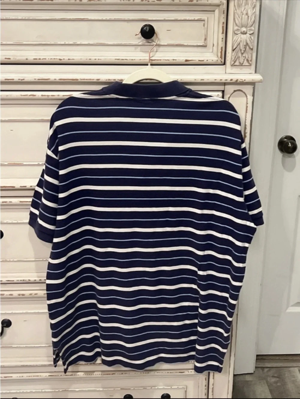 Ralph Lauren Navy and White Striped Polo Shirt